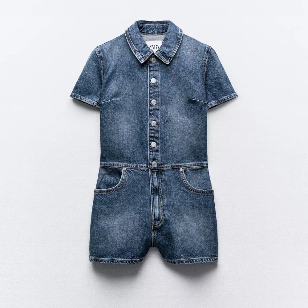 Zara Blue Denim Jumpsuit
